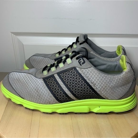 Footjoy Superlites Golf Sneakers Men's 10 w Gray Green Spikeless Shoes 58118 - Picture 13 of 14